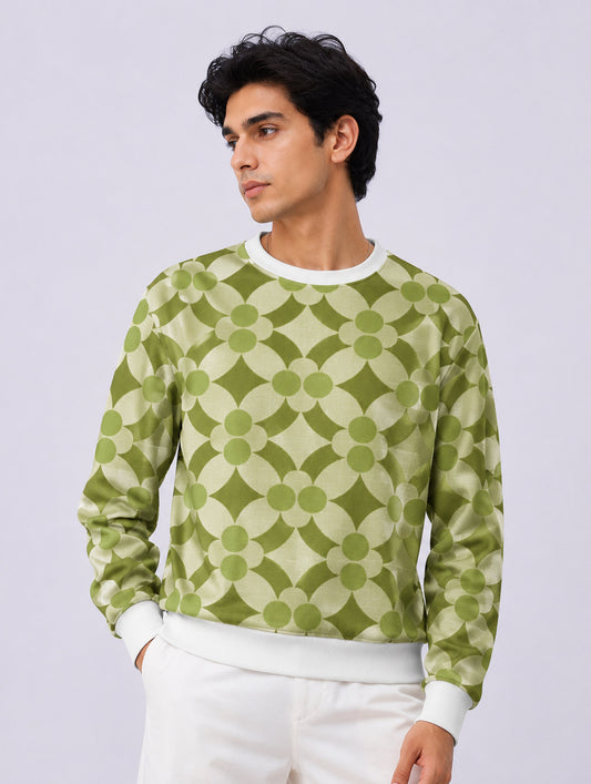 Retro Geometric Floral Pattern Sweatshirt
