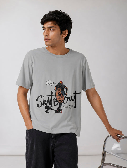 Skate Out Grey Print T-Shirt