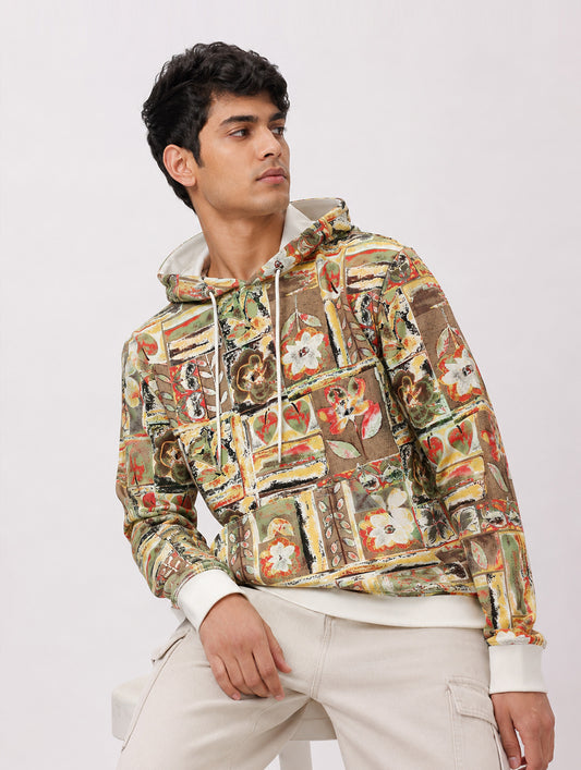 Retro Floral Tile Pattern Hoodie