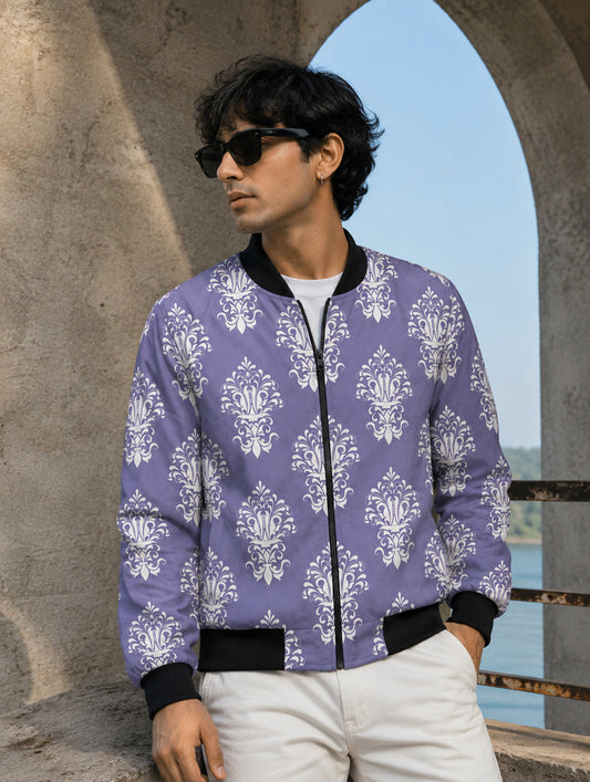 Royal Damask Print Bomber Jacket