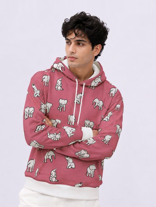 Cute Elephant Seamless Pattern Hoodie